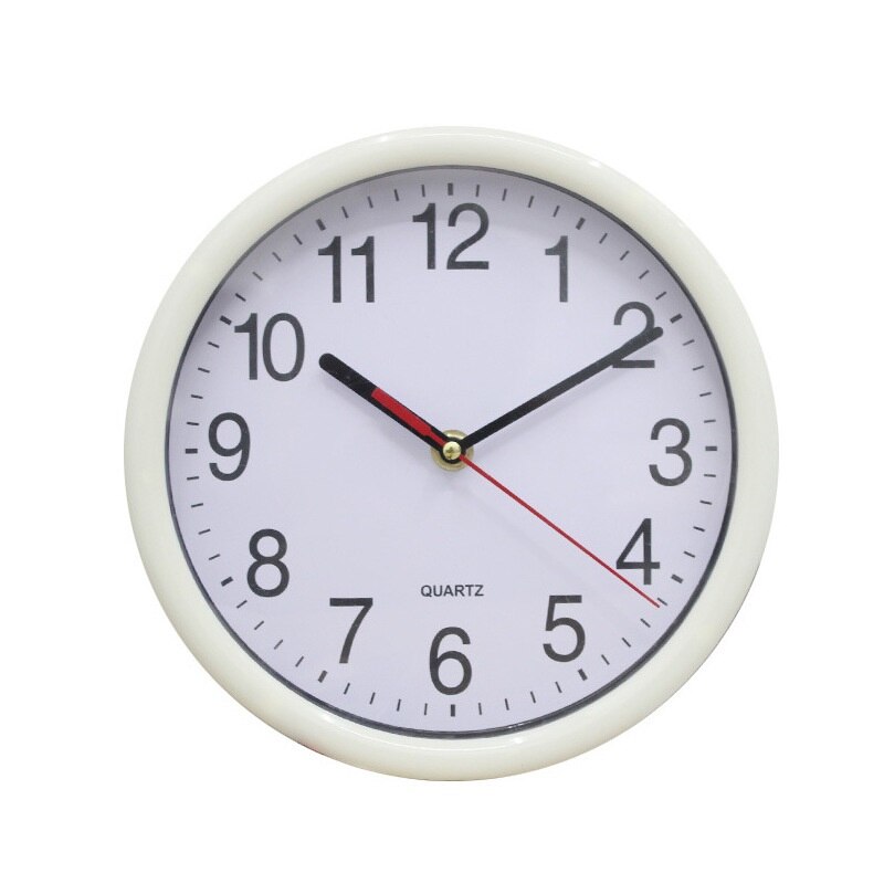 Simple Round 8 Inch White Background Clock Clock Study Room Kitchen Living Room Silent Scanning Quartz Wall Clock -1: white