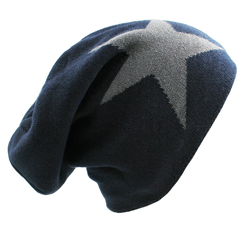 Lovingsha fuskpäls varm baggy stickad mössa herr mössor stickade skullies huv hattar för män kvinnor mössor herr mössa för män: Marinblå