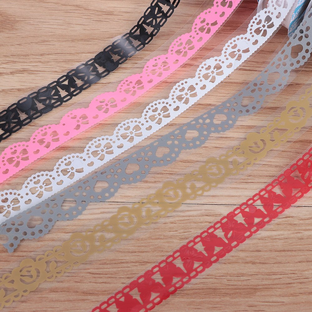 1Roll Bling PP Flower Masking Tape Sticky Paper Lace Ribbon Roll Self Adhesive Scrapbooking Sticker Album Decorative DIY Crafts
