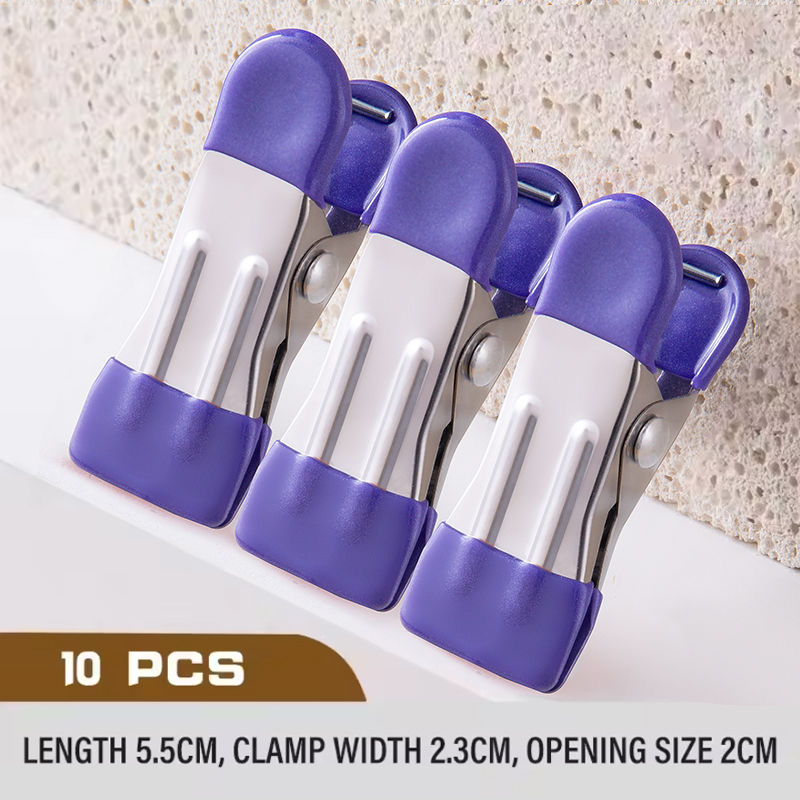 ​ Pinzas para colgar ropa portátiles, organizador de ropa para armario, pinzas para ropa de acero inoxidable, pinzas para ropa, percha para pantalones, 10 Uds.: Azul