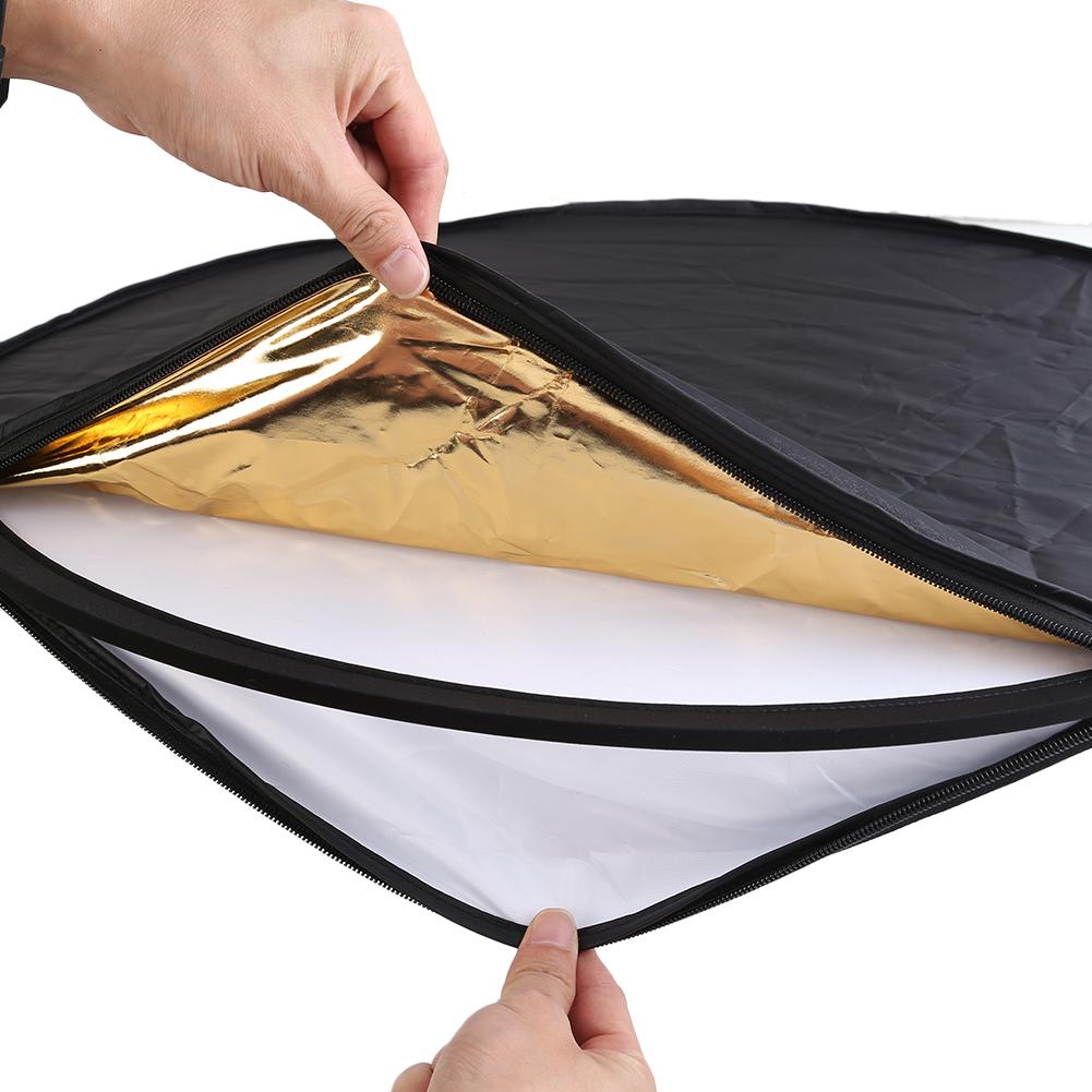 Portable 5 in 1 reflector Collapsible Light Round Photography Photo Silivery Reflector for Studio Multi Photo Disc Diffuers