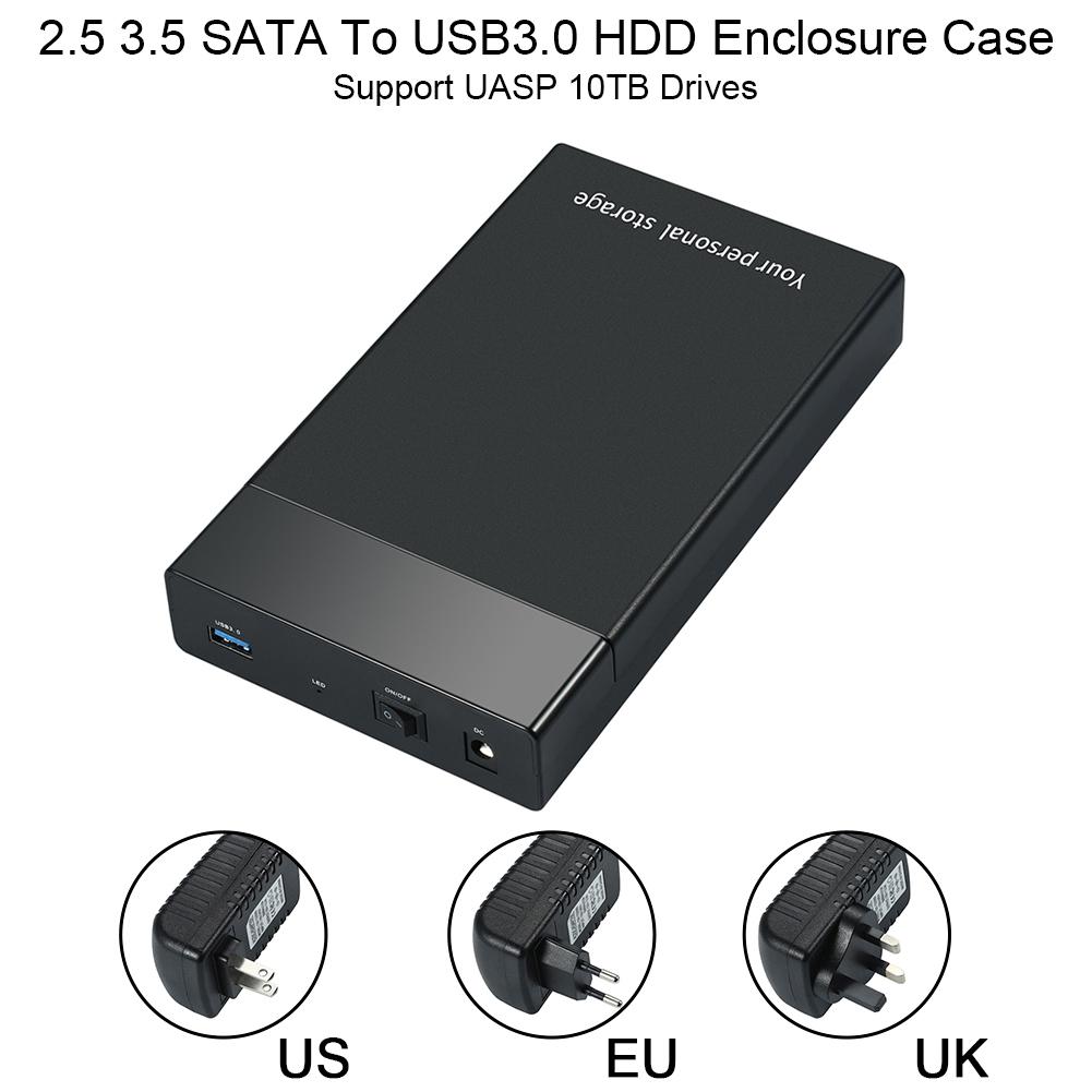 2.5 Inches 3.5 Inches SATA HDD Hard Drive Enclosure USB3.0 HDD Case Super Speed With UASP Support 10TB Drives