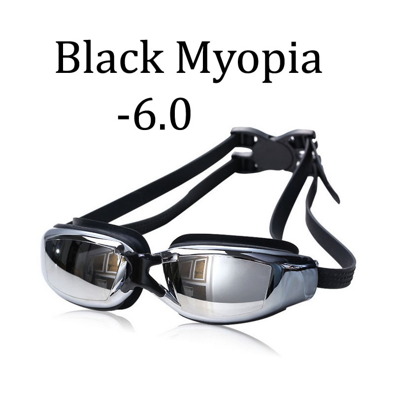 Occhiali da nuoto occhiali da nuoto prescrizione protezione antiappannamento UV per uomo donna bambini costume da bagno in silicone impermeabile occhiali da immersione: Myopia -6.0