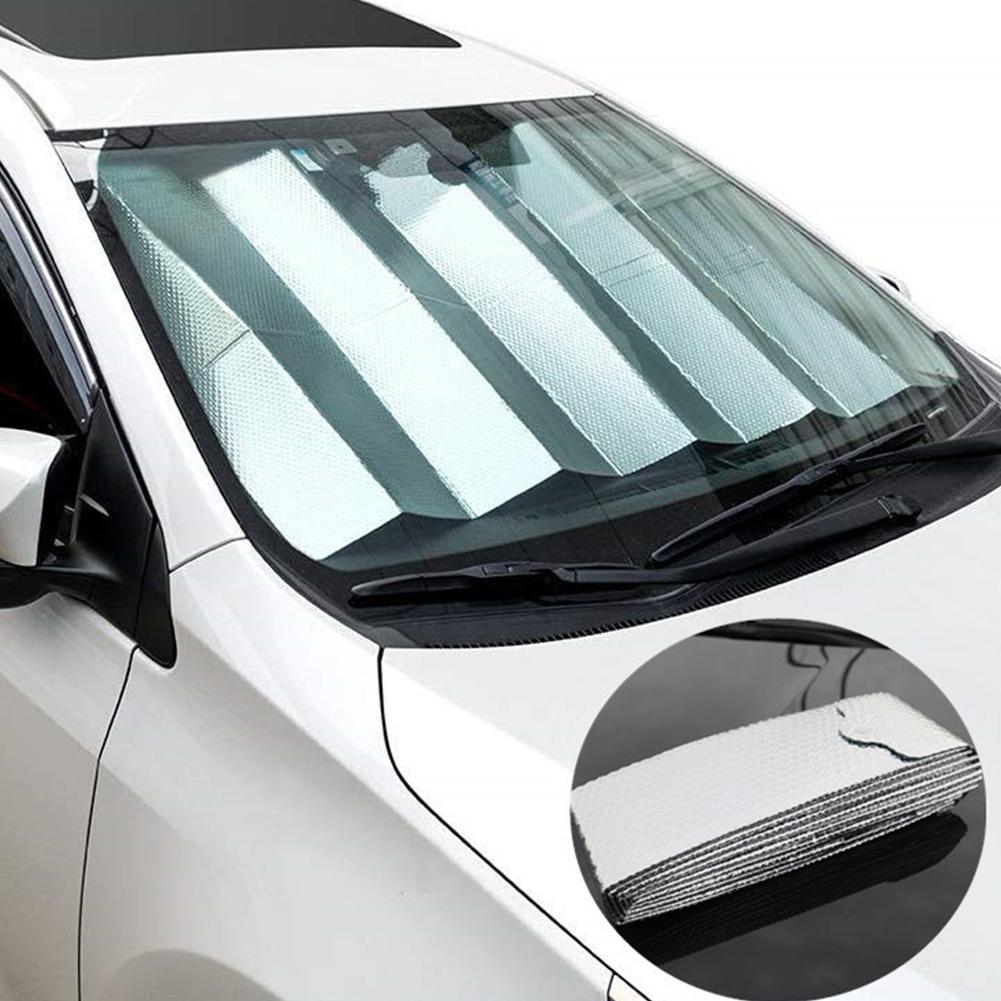 Zilveren Opvouwbare Auto Voor Achter Voorruit Zonnescherm Zonnescherm Auto Thicken Uv Reflector Window Zonnescherm Visor Shield Cover