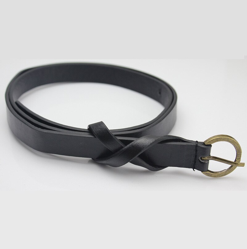 Cinturón con hebilla de doble anillo para mujer, Vintage informal, hebilla plateada que combina con todo, cinturilla de cuero artificial, novedad de: X