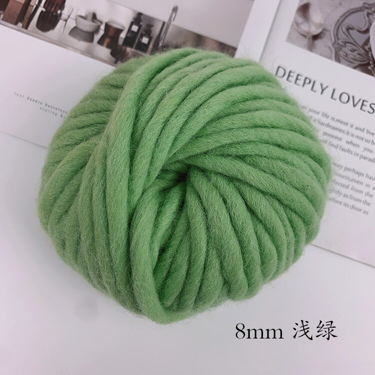 6mm Natural Merino Wool Chunky Yarn Felt Wool Roving Soft Yarn for Spinning Hand Knitting Spin Yarn Winter Warm Free Needle 150g: Light Green
