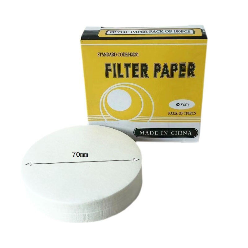 Papel de filtro de velocidad media para embudo de laboratorio, 100 piezas, uso en círculos, diámetro de 7cm, papel de filtro de aceite, análisis cuantitativo