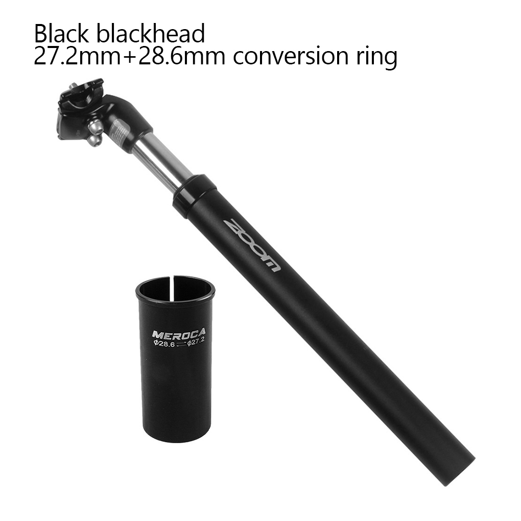 Bike Suspension Seatpost Frosted Bike Saddle Tube Shock Absorb Metal Saddle Post Aluminum Alloy Bicycle Replacement Parts: 28.6mm Ring Black