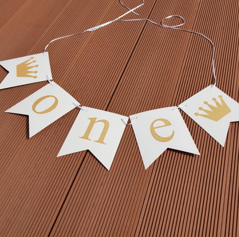 1 Juego de cartel de corona de primer cumpleaños para bebé, niño y niña decoración de de cumpleaños para, 1 año