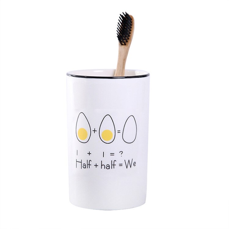 Escova de dentes cerâmica copo criativo dos desenhos animados escova copo doméstico lavar copo copos do casal hotel casa de banho produtos de higiene pessoal escova copo: Tooth cup EGG