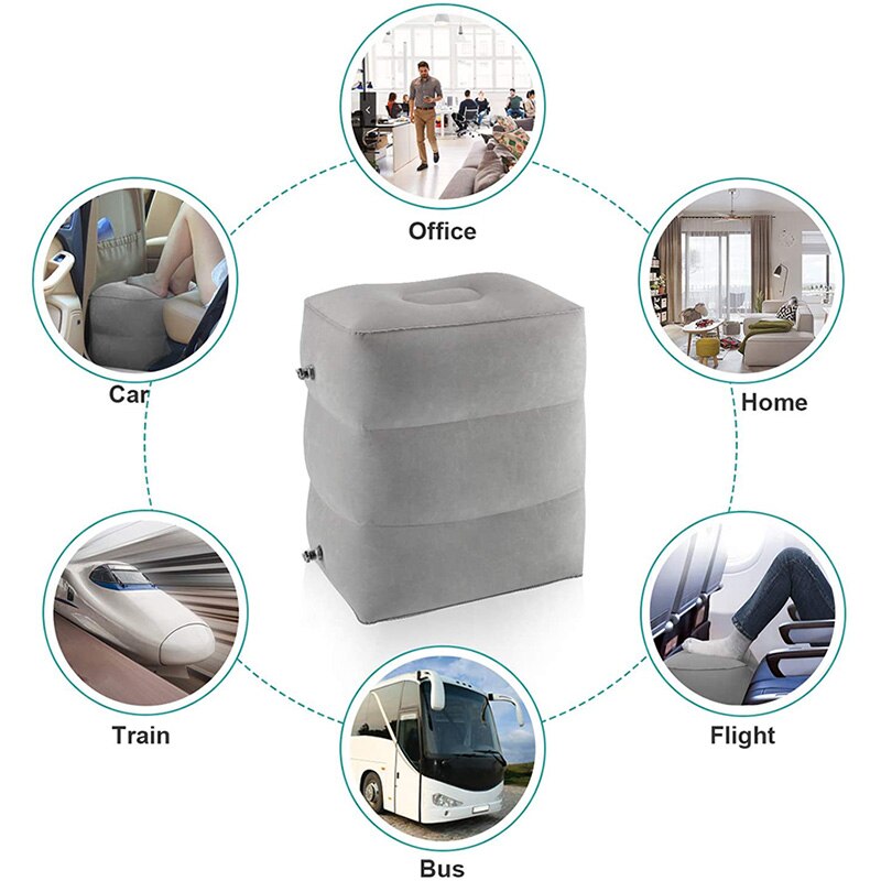 PVC Inflatable Travel Pillow Foot Rest Pillow Kids Airplane Sleep Bed Car Height Adjustable Adult Flight Sleeping Resting Pillow