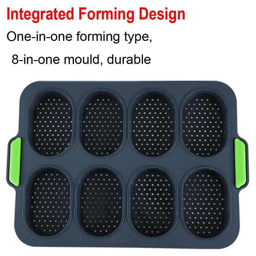 8 galler non-stick gör-det-själv bra flexibilitet fransk värmebeständig hamburgare lätt att släppa baka bröd silikon kakform praktisk