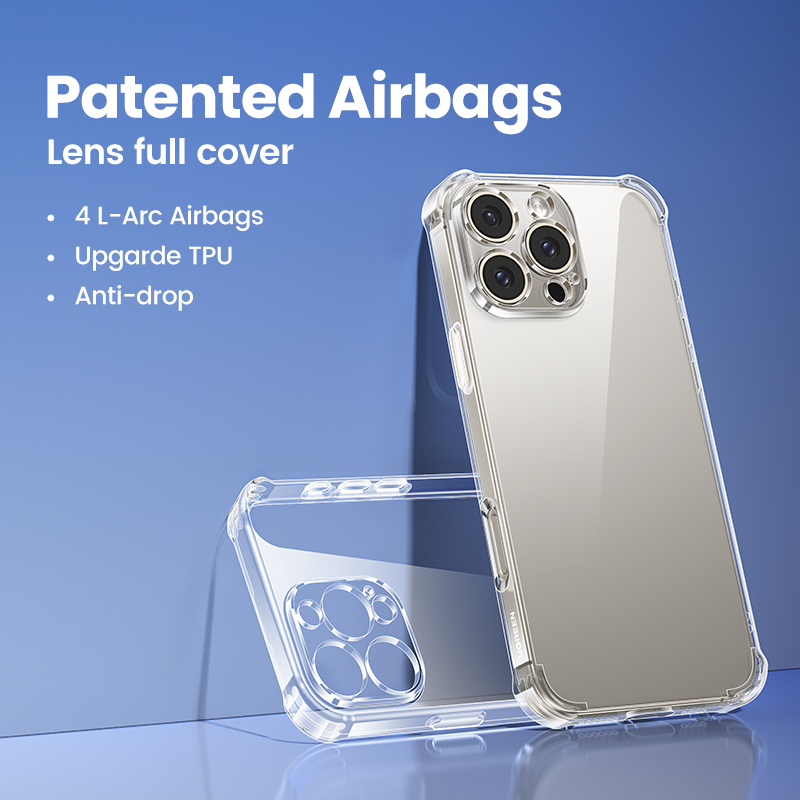 UGREEN Case voor iPhone 16 Pro Max Schokbestendig Clear Case Transparante Cover voor iPhone 15 Pro 15 Plus Telefoon Beschermhoes: silicium / Black / Case & Strap