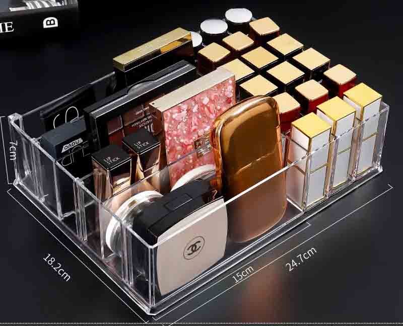 Plastic Transparent Makeup Organizer Storage Box Clarity Cosmetic Makeup Holder Vanity Cabinet Powder Display Shelf: 05