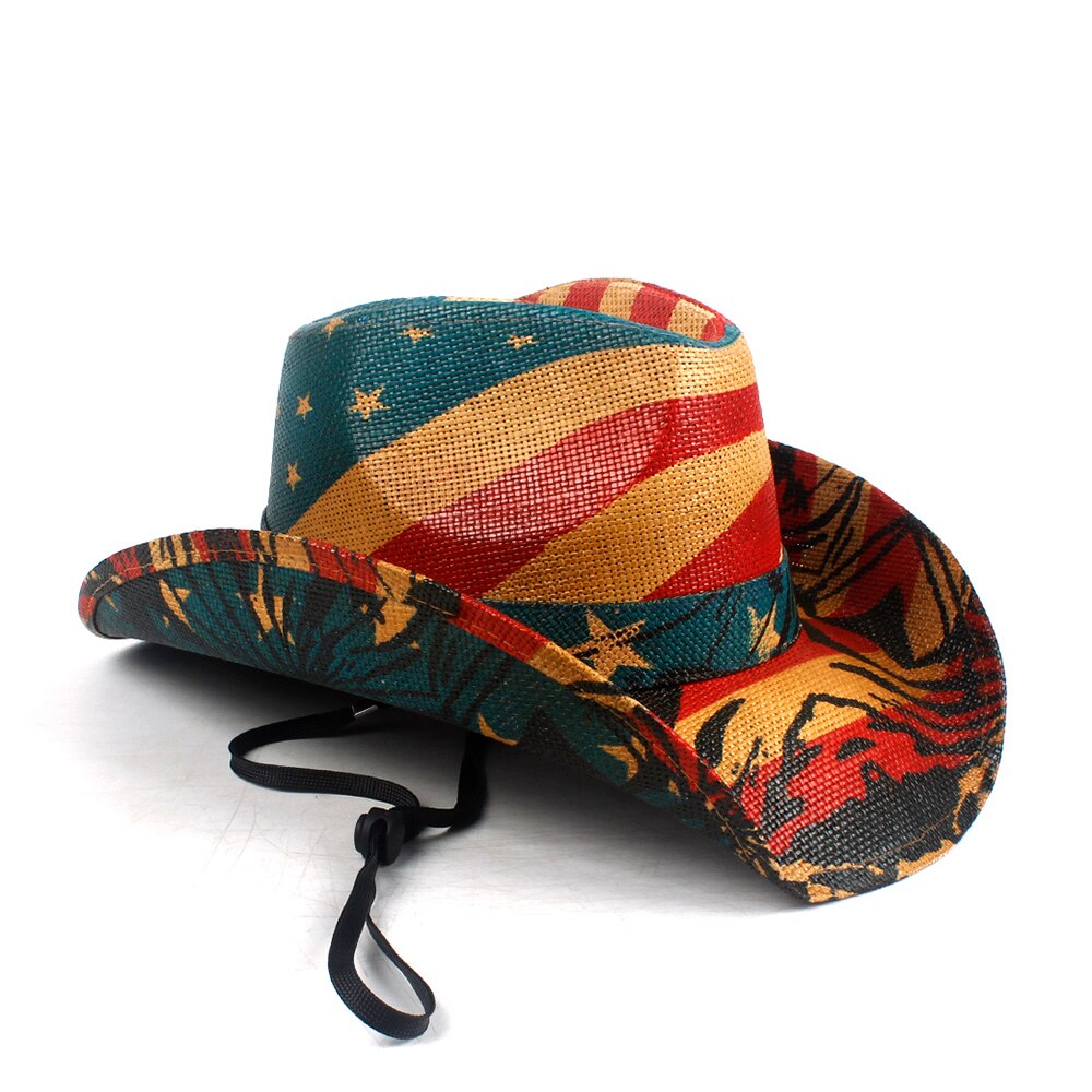 stroh Cowboy Hut Frauen Männer Sommer Westlichen Sombrero Hombre Hut Pamama Winddicht Seil Sonnenhut