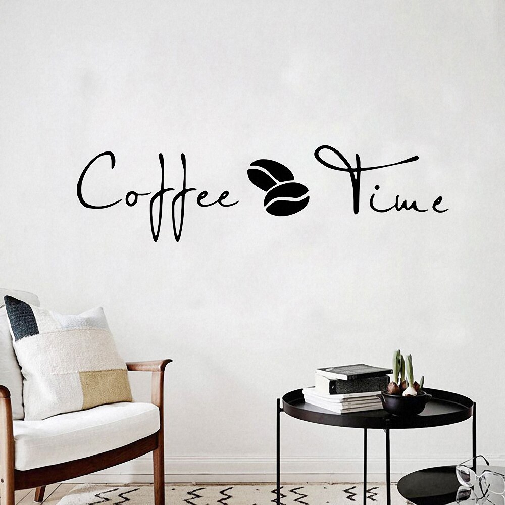 Kaffe tid væg klistermærker moderne cafe kunst mærkat køkken kaffebar kontor baggrund aftagelig vægmaleri boligindretning: Default Title