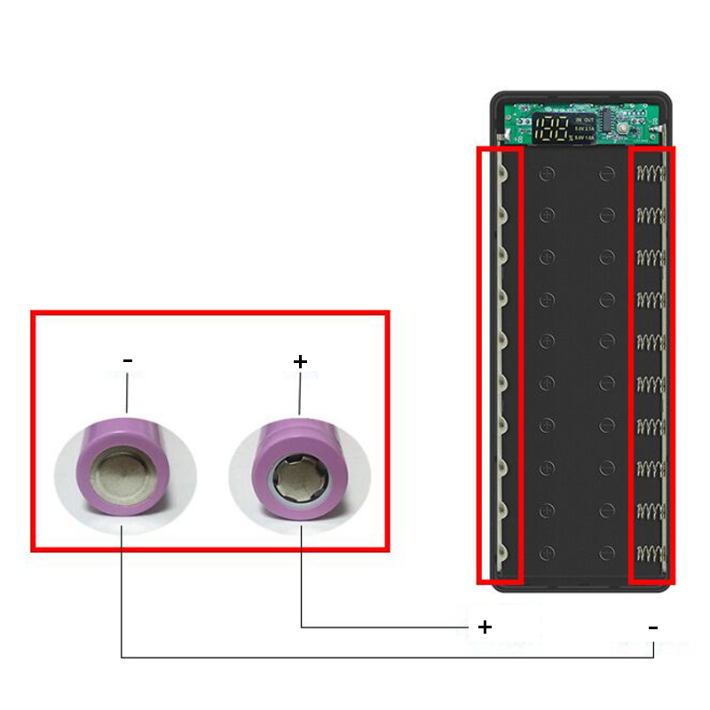 DIY Powerbank Case - Dual USB 10x18650 Batterijhouder - Digitale Display Snellader