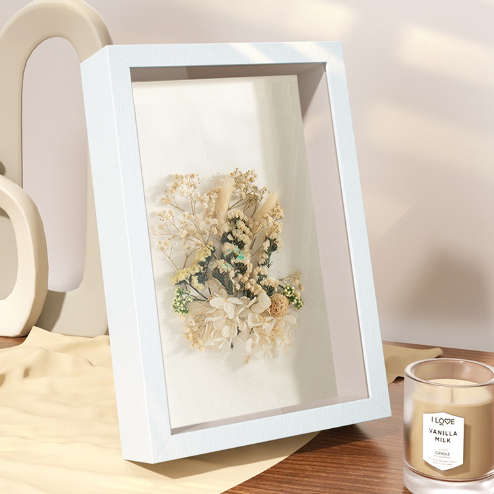 5cm Thick Deep Box Photo Frame Picture Memory Case Wood Picture Frame Flower Shadow Specimen Frame Box Photo Display Box: 7 inch / Yellow