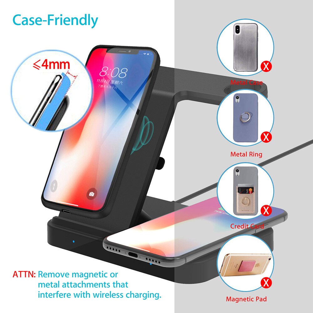 15W chargeur sans fil 5 en 1 Station de recharge rapide Dock pour iPhone 11 Apple iWatch Airpods Pro pour Samsung S20 Galaxy montre Gear