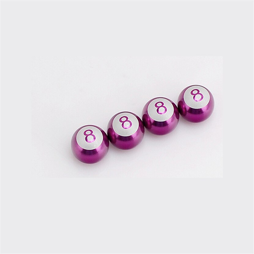 4pcs/set Number 8 Ball Shape Car Tire Valve Caps Car Dust Proof Stem Air Valve Cap For Motor Bike Car Accessories for Opel Corsa: purple