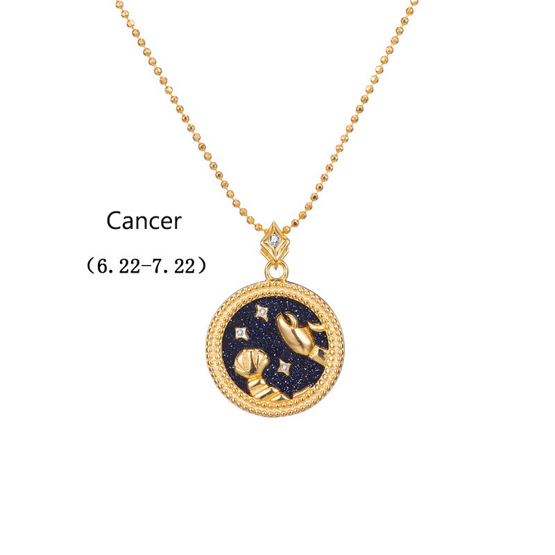 925 Sterling Zilveren Bal Kraal Ketting 12 Zodiac Constellation Horoscoop Medaillon Ketting Verjaardag Ster Teken Valentijnsdag: Cancer