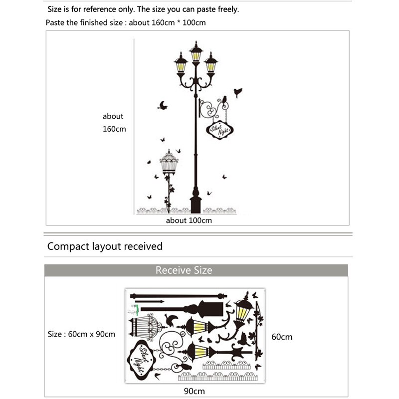 Eldgammel lampe fugl veggklistremerker vinyl stue soverom sofa bakgrunn dekorasjon veggmaleri kunst dekaler hjem dekor tapet