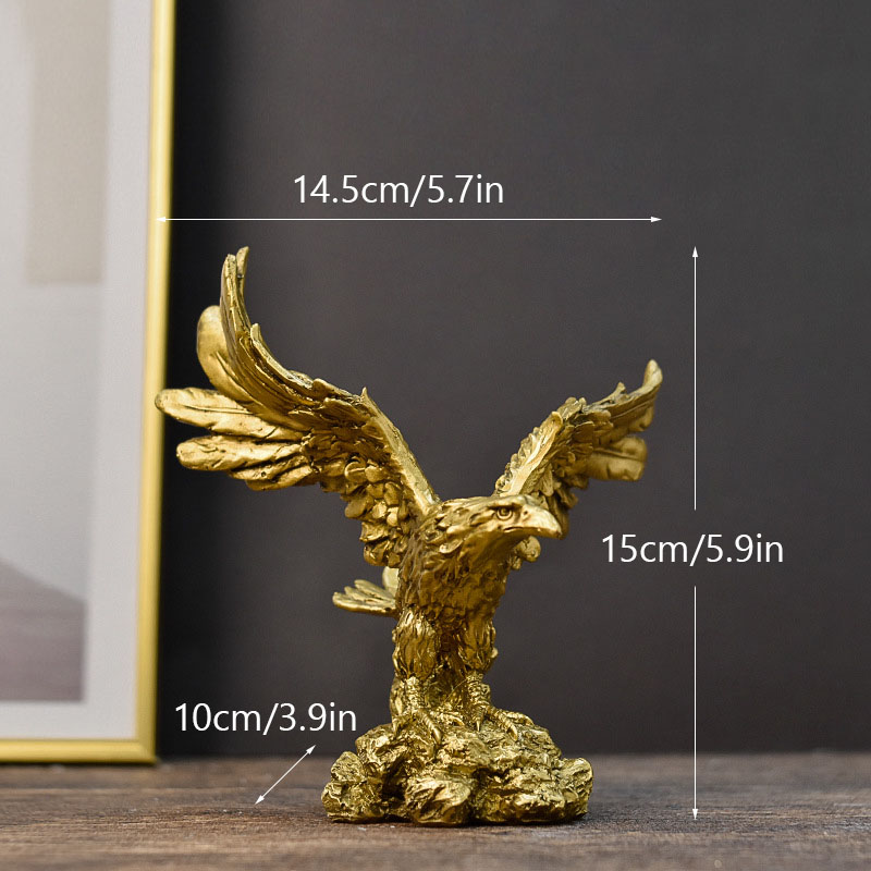 Estatua de águila dorada de resina americana de NORTHEUINS, colección de modelos artísticos de animales, adorno para el hogar, oficina, escritorio, figuritas de decoración Feng Shui: Gris claro