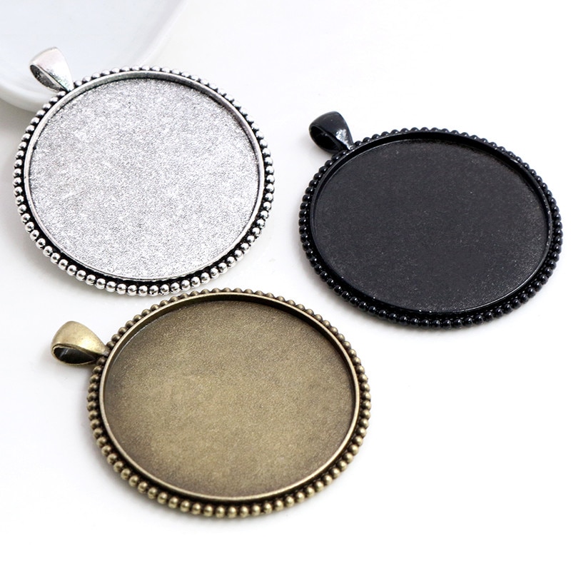 5 sztuk/partia 40mm wewnętrzna rozmiar Antique Bronze i posrebrzane czarne kolory Plated Fashion Style Cabochon baza ustawienie Charms wisiorek