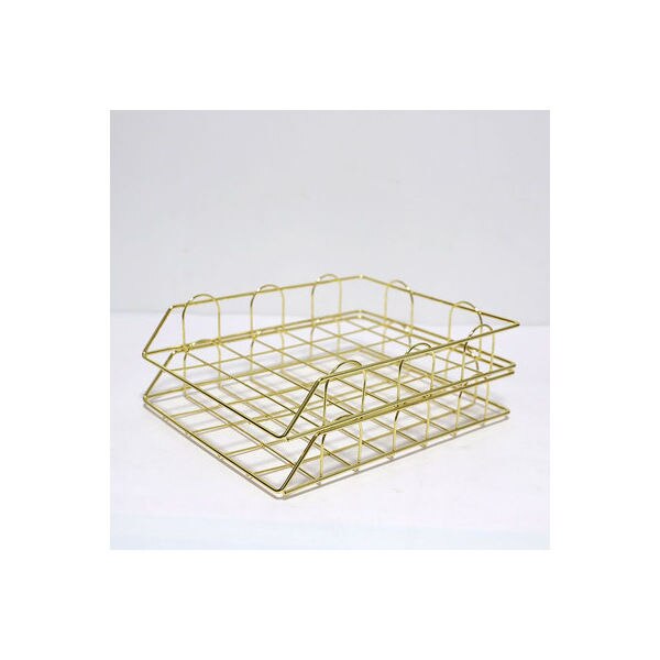 Gold Metal File Tray Desk Accessorie Magazine Holder Handmade Overlayabl File Office Organizer Layering Paper Storage Paper Tray: C