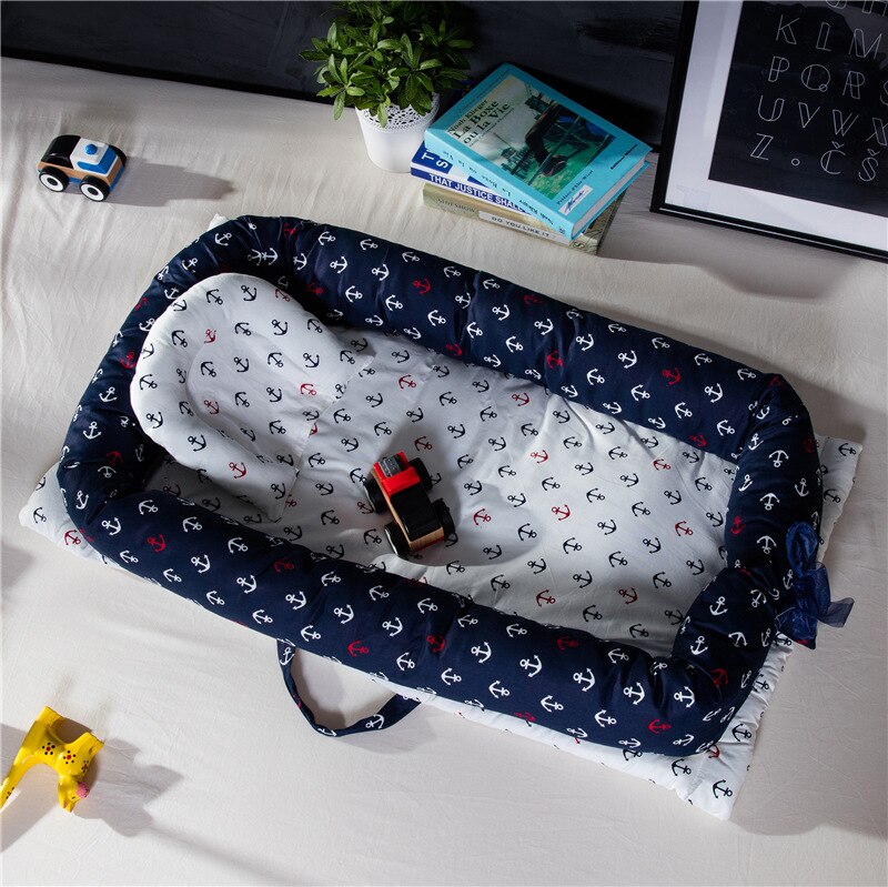 Baby Kinderbox Bed Baby Wieg Pasgeborenen Reizen Babybedjes Gestreepte Gedrukt Kind Lounger Opvouwbare Draagbare Kinderen Katoen Cradle Kid: 1