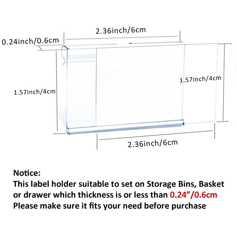 50 Stuks Clear Plastic Label Houder Prijskaartje, Plank Label Clip Verwijderbare Label Houder Voor Opbergbakken Mand Labels