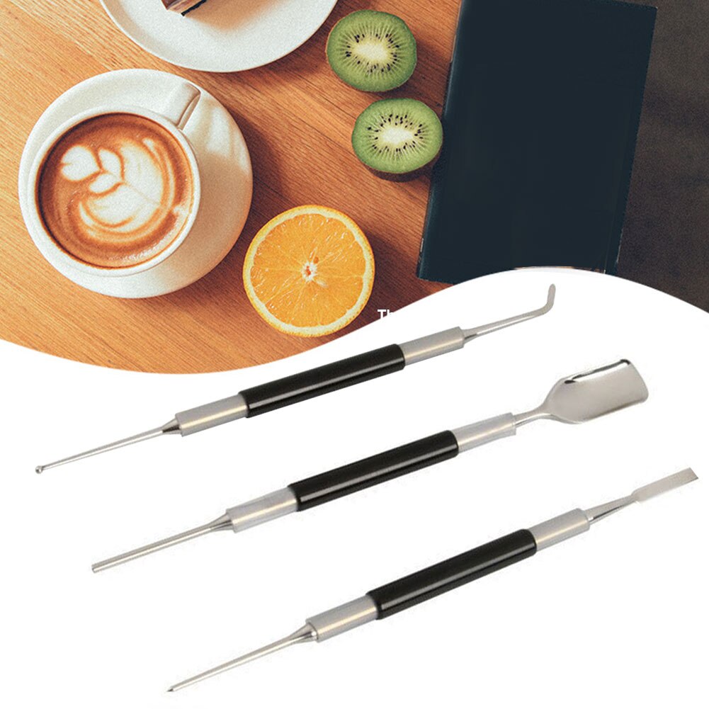 3pcs/set Tamper Home Cappuccino Barista Latte Decorating Needle Kitchen Coffee Art Pen Carving Cafe Tool DIY Stainless Steel