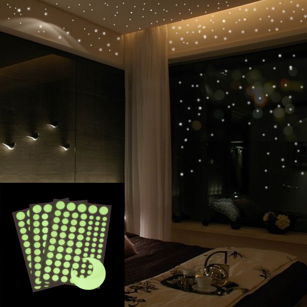 407PCS Wall Stickers Fluorescent Glow In The Dark Star Moon Wall Sticker Dot Luminous Wall Decals Stickers Kids Room Home Decor: D