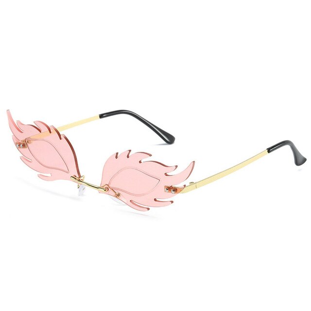Feuer Flamme Sonnenbrille Frauen Männer Randlose Spiegel Brillen Luxus Trend Schmale Sonnenbrille Streetwear: Rosa