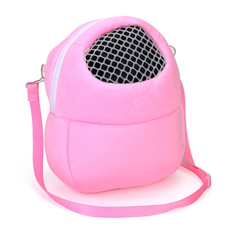 Pequeña mochila para mascotas, bolsa de hombro para hámster transpirable con malla para salir, ardilla, Chinchilla, cerdo holandés, algodón: Rosa / L