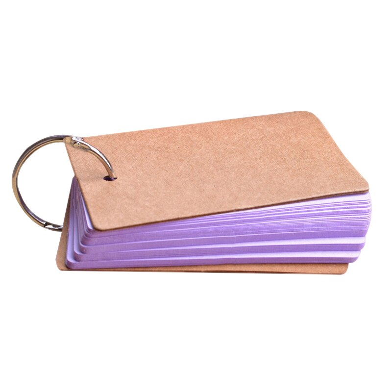 Kawaii Cute Loose-Leaf Portable Buckle Binder Notes Flash Cards Memo Pads DIY Blank Card Stationery Quotes Words Memory Notebook: Purple