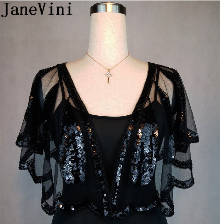 JaneVini Shiny Kralen Bruiloft Capes Schouderophalen Luxe Goud Zilver Pailletten Vrouwen Bolero Bridal Wrap Bruid Bolero Novia Cape Mariage