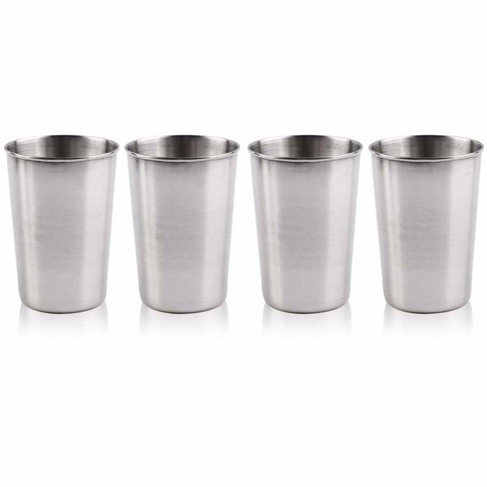 PREUP-Mug en acier inoxydable pliable, pour Camping en plein air, randonnée, thé, café, bière, lot de 4 pièces