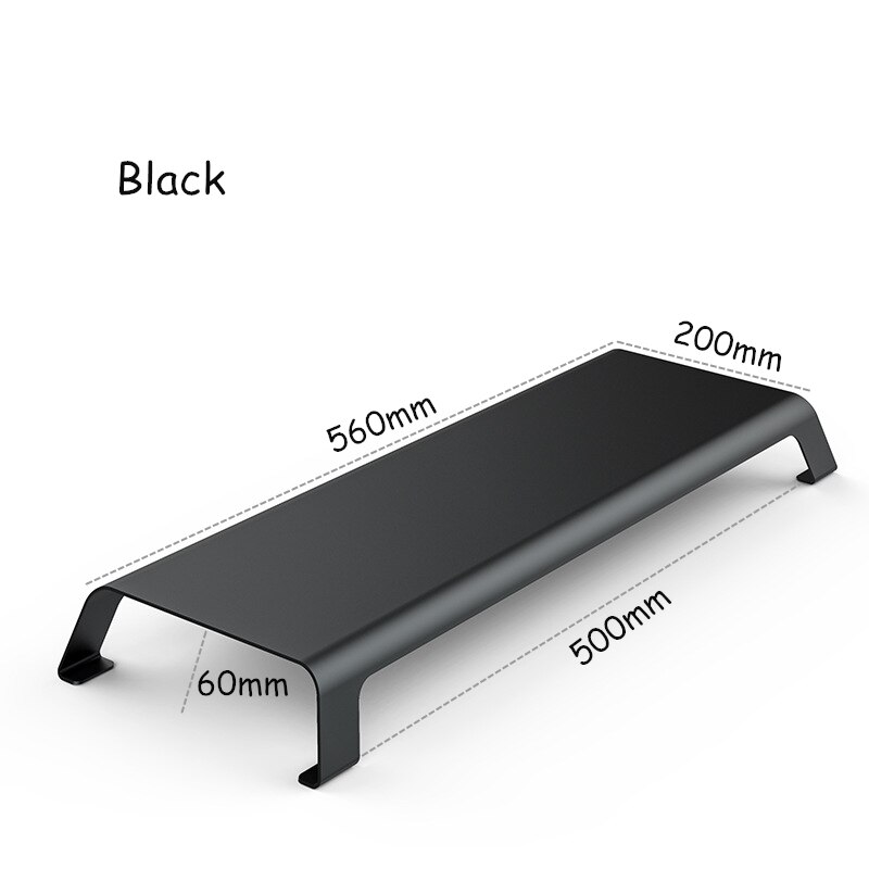 Soporte de Monitor de aluminio para ordenador portátil, plataforma resistente para pantalla LCD iMac MacBook, organizador de mesa: Black
