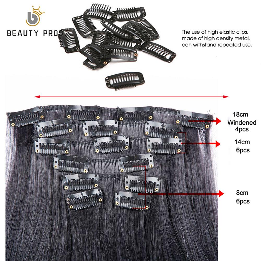 BEAUTY PROS Long ombre Straight Clip In Hair Extensions 16Clips Full Head Synthetic Hair Extension 22'' Available Heat Resistant