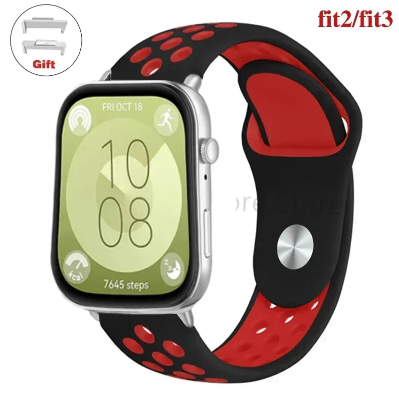 Sportband voor Huawei Watch FIT 3-band Siliconen waterdichte smartwatch ademende riem voor Huawei Watch fit 2 correas Horlogebanden: Antieke Zwarte