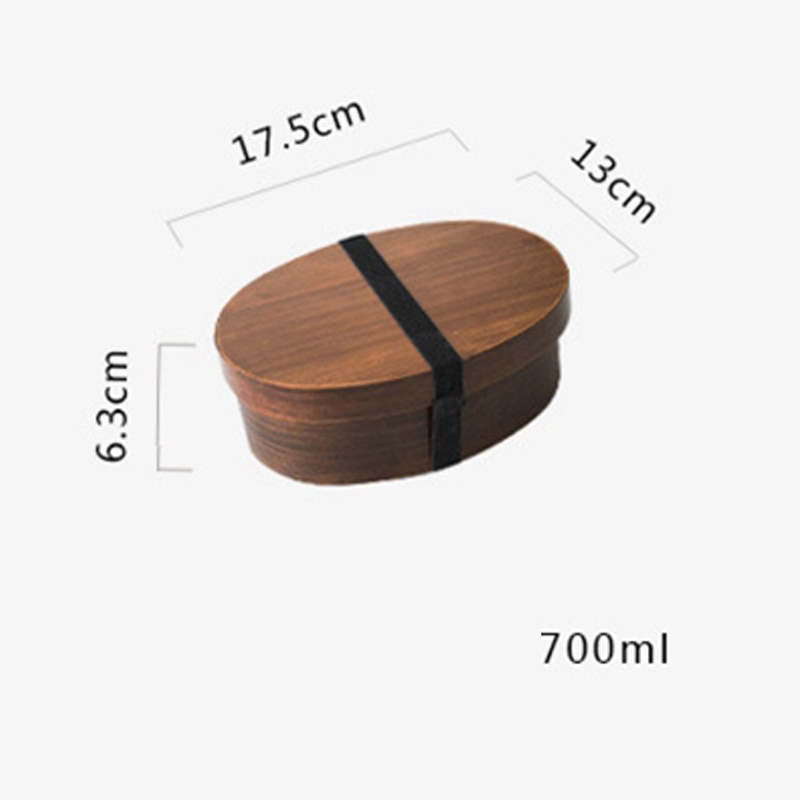 Unibird trä japansk oval matlåda med påse & sked ätpinnar sushi matbehållare barnfack bento box matsats