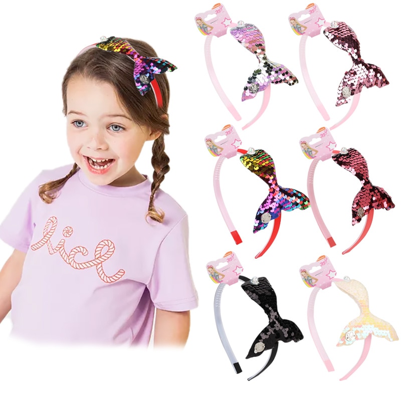 Baby Glitter Fishtail Haarbanden Voor Meisjes Kids Valentijnsdag Grote Pailletten Glanzende Kleurrijke Fishtail Hoofdband Haar Accessoires