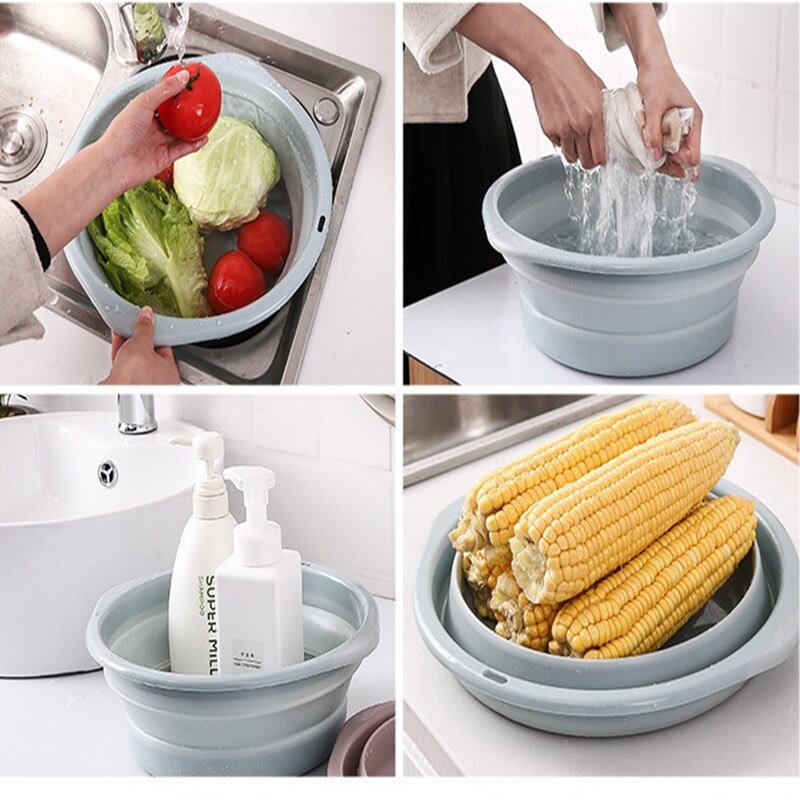 Travel portable folding basin household multi-purpose washbasin can be hung kitchen sink folding washbasin