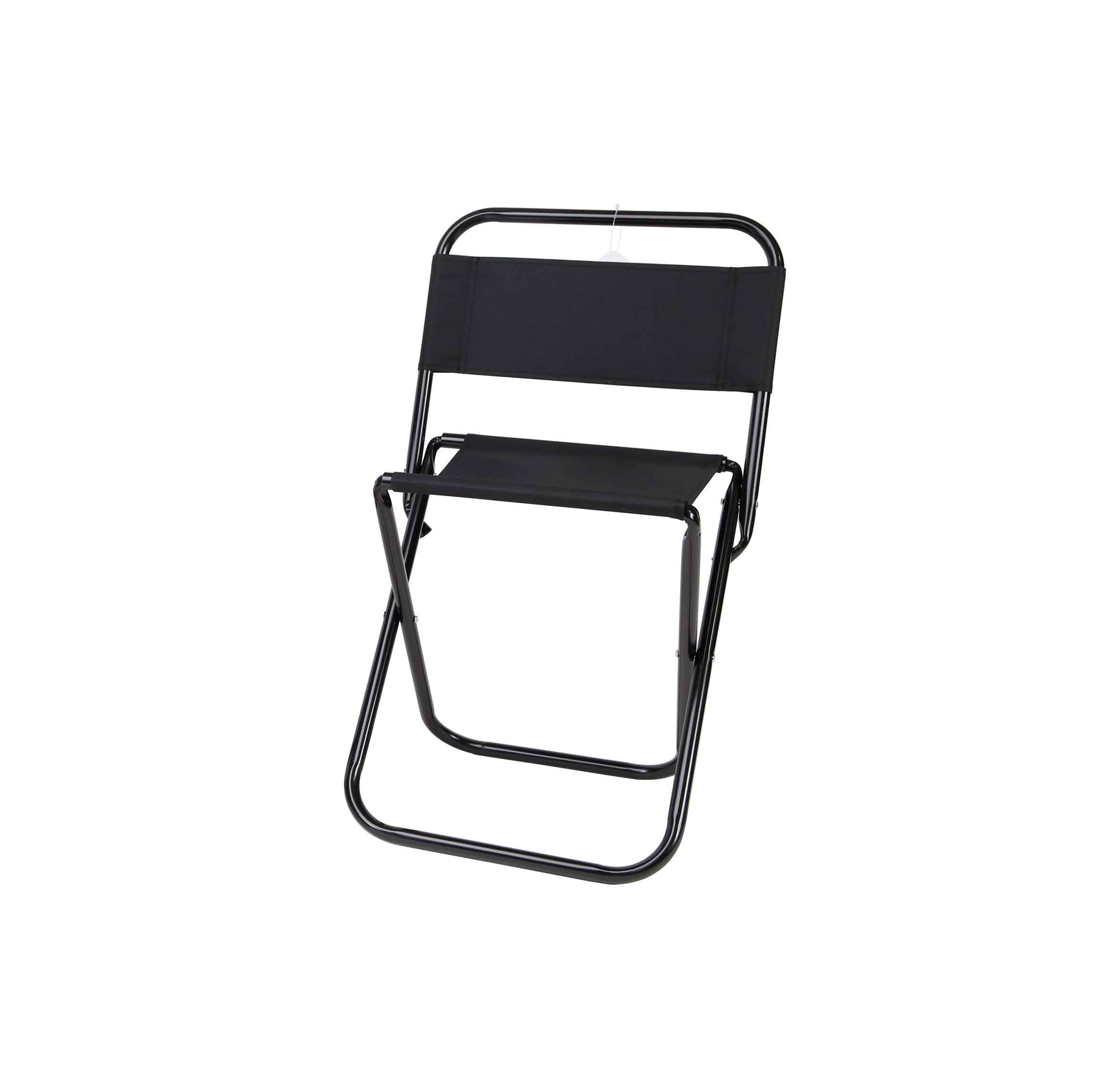 Taburete portátil plegable ultraligero con respaldo para exteriores, pesca, acampada, camping, playa - 35 x 35 x 58 cm: Black