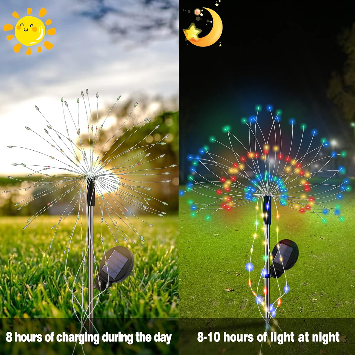 Luci per fuochi d'artificio a energia solare lampada da giardino per esterni impermeabile a portato 8 modalità di illuminazione per decorazioni di Halloween di natale per feste in giardino