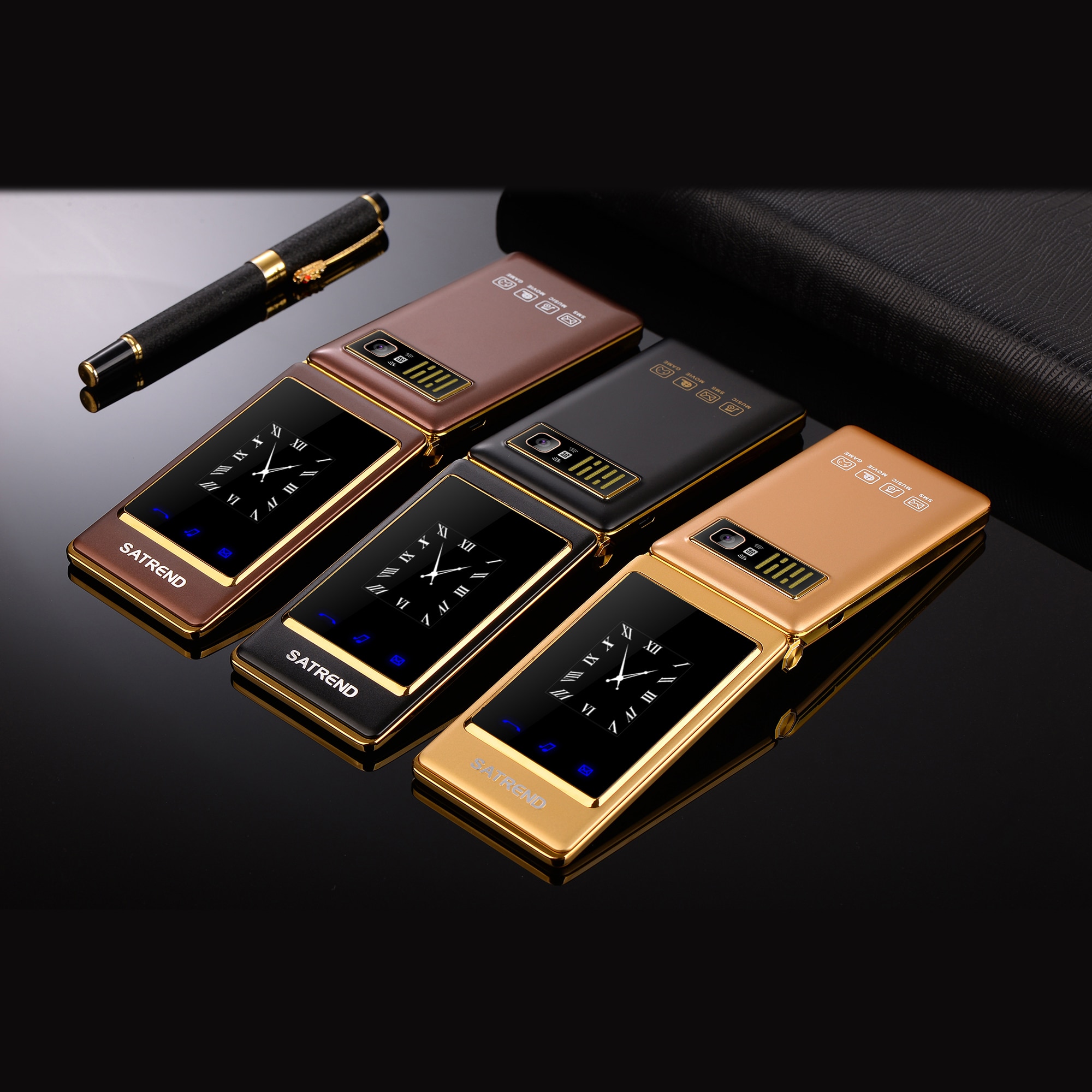 Flip dual screen 3.0&quot; original flip russian keyboard senior touch mobile phone Phone Elder clamshell Cell phones H-mobile