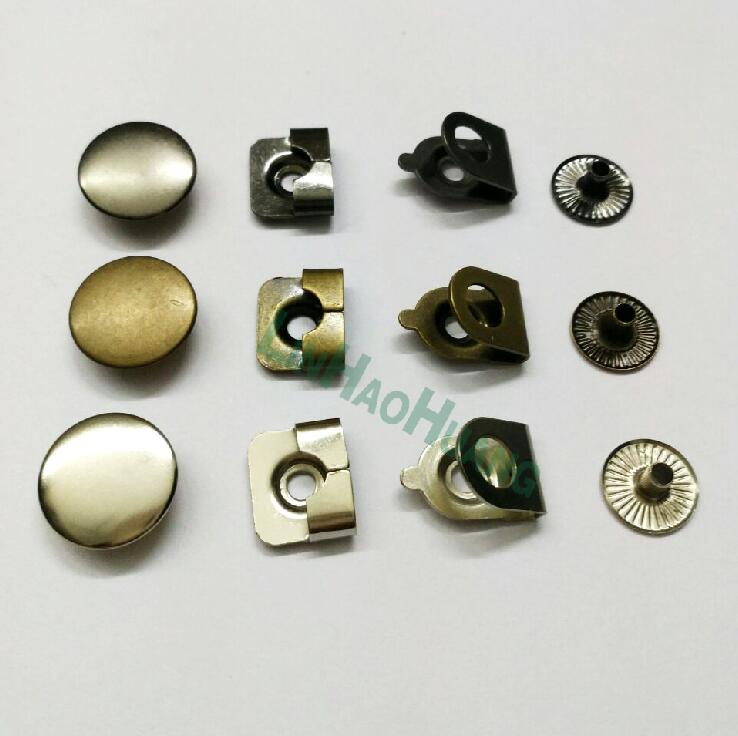 100 sets/partij 15mm 4-deel metalen messing broek broek rokken haken voor lady/vrouwen zilver nikkel, zwart, brons