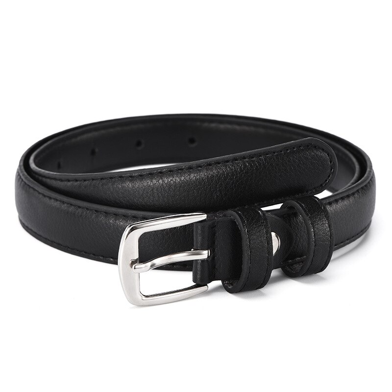 Women Punk Chain Belt Adjustable Black Double/Single Eyelet Grommet Leather Buckle Belt: N146-Black-110cm