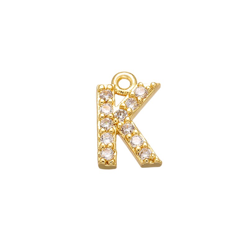 ZHUKOU 8x8.5mm ottone Cubic Zirconia cristallo 26 lettera pendenti con ciondoli per donna collana orecchini accessori gioielli modello: VD545